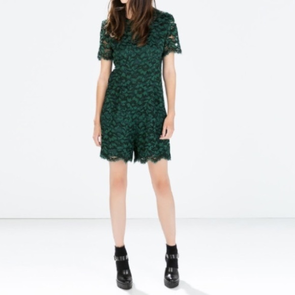 zara emerald green jumpsuit